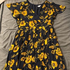 Sunflower Pattern Navy JCrew Sundress